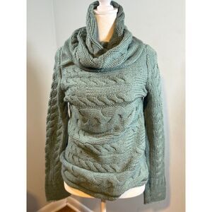 Banana Republic Cowl Neck Cable‎ Knit Sweater Sage Green Small S Alpaca Blend